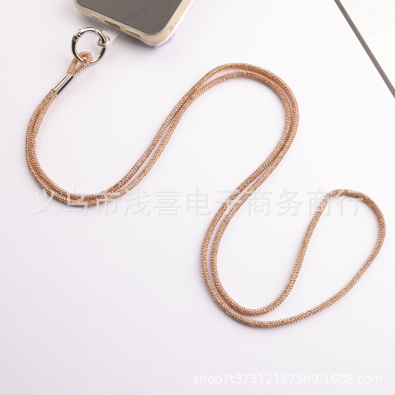 欧美新款手机挂链高级感奢华镶水钻链满闪钻证件吊牌绳手机挂链绳详情10