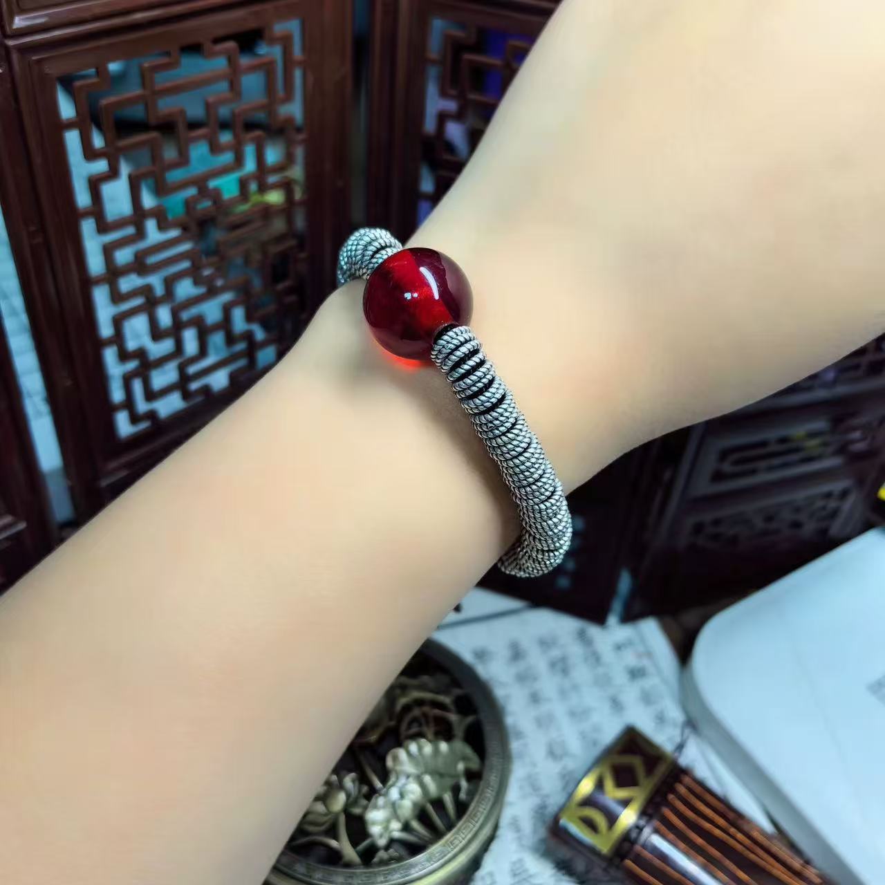 S925银血珀盘缠福禄吉祥尾链小众国潮风新中式女款手链详情4