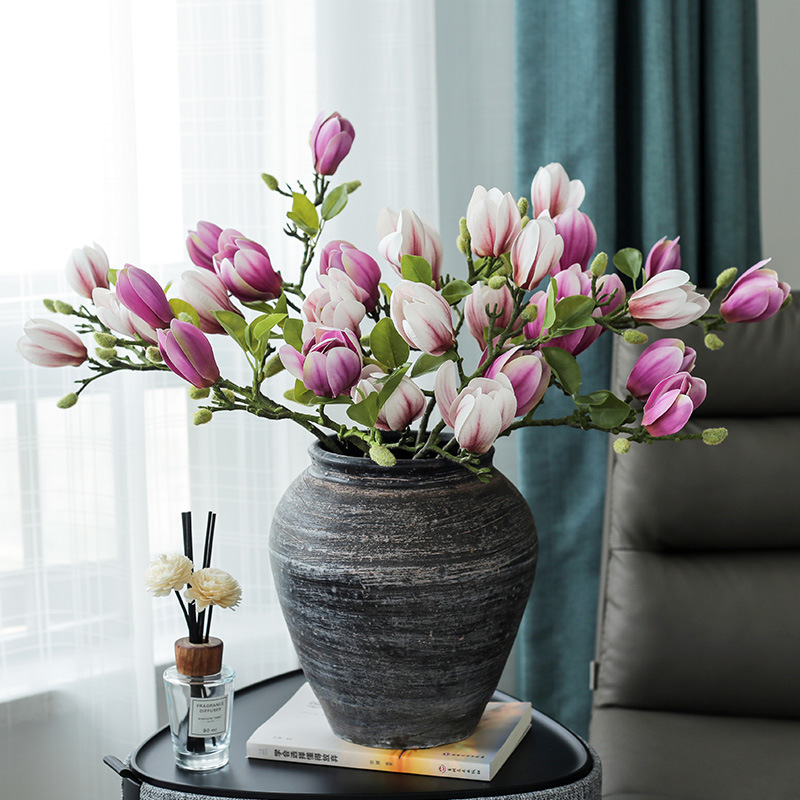 中式高仿3D胶片手感玉兰花仿真花假花装饰客厅玄关餐桌摆件塑料花详情5