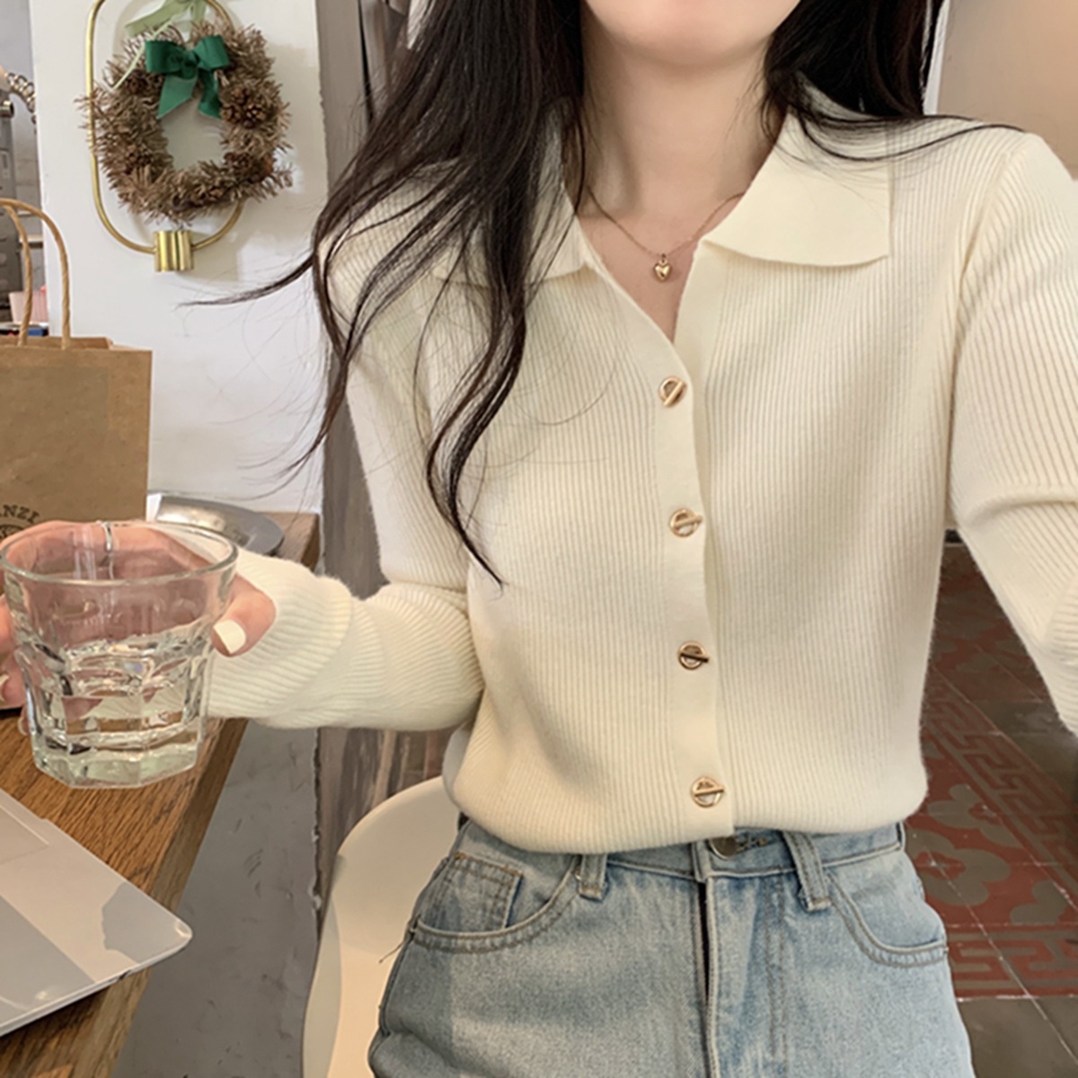polo领内搭打底针织衫毛衣女秋冬2023新款早秋设计感别致独特上衣详情13
