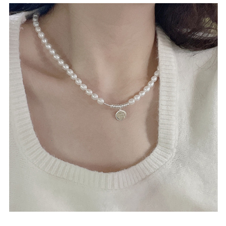 S925 sterling silver freshwater pearl vintage handcrafted Good Luck brand necklace and bracelet set, fashionable and simple collarbone chain pic 19