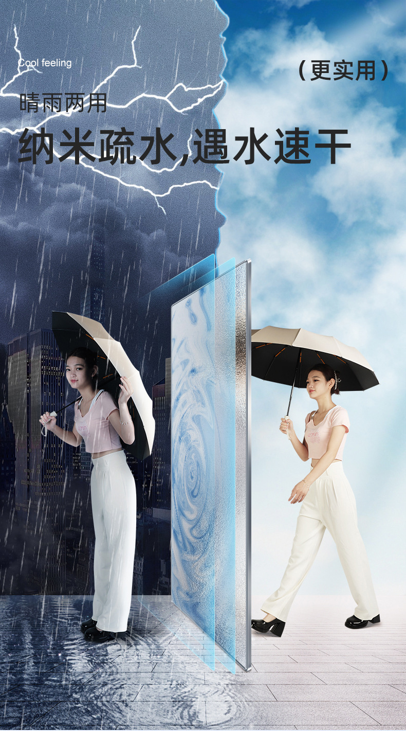 24k双骨雨伞太阳伞防晒防紫外线遮阳伞全自动晴雨两用广告伞 LOGO详情10