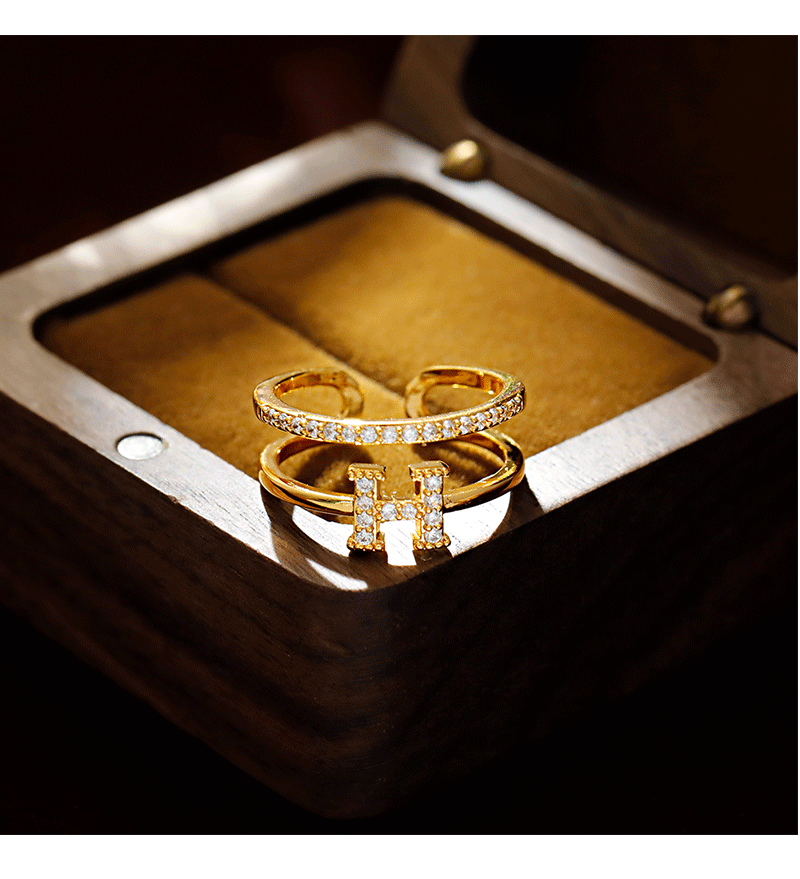Hyacinth nicho diseño sentido anillo de letras moda de las mujeres lujo ligero desplazamientos ajustable anillo de dedo 2025 tik yin boom estilo pic 7