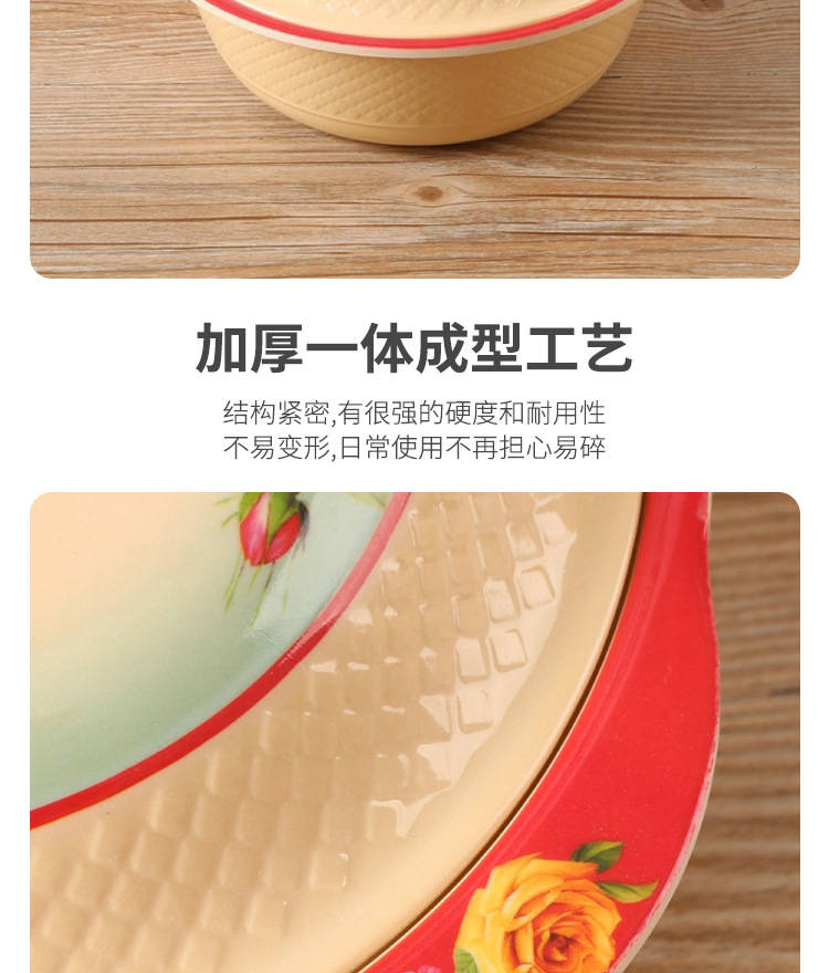 工厂批发盖碗花色混装密胺餐具仿瓷耐摔汤盘餐具现货供应亚马逊详情4