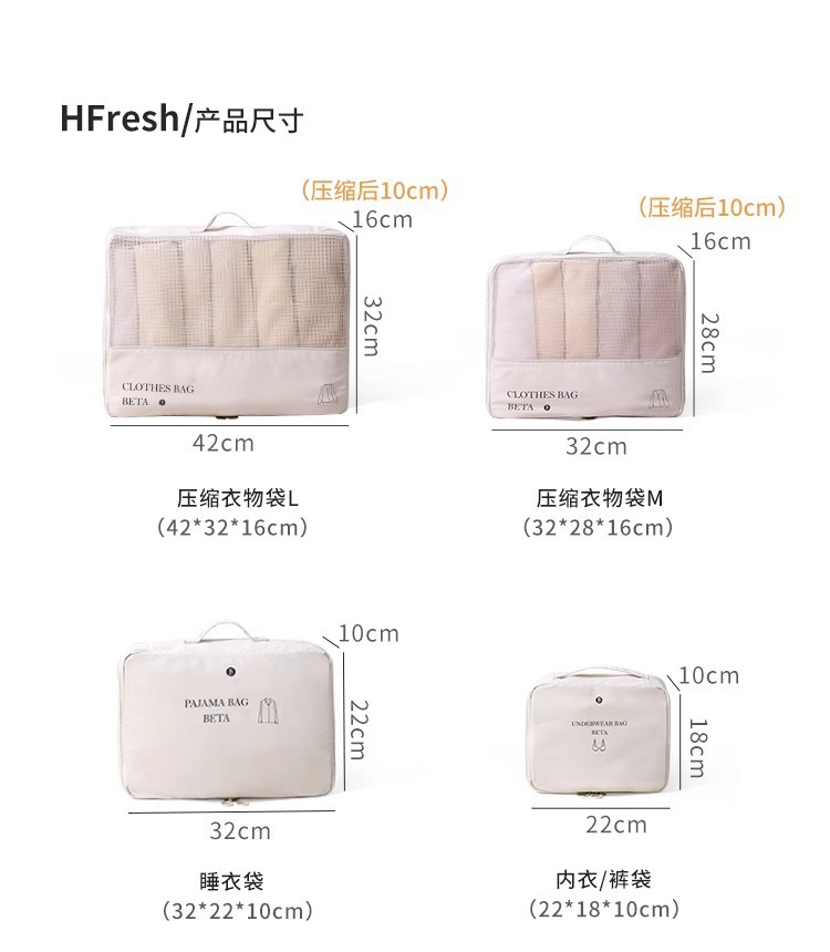 旅行收纳包旅游出差行李箱内衣鞋子分装收纳袋压缩衣物套装整理袋详情16