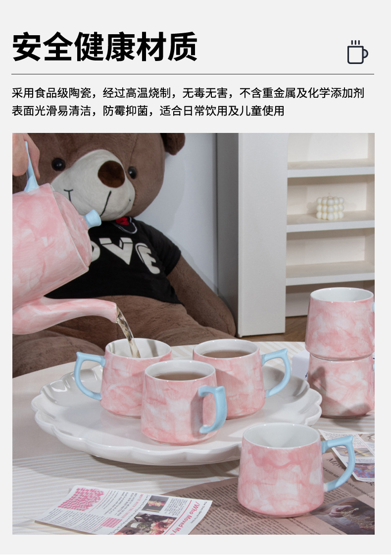 Cross-border in-stock light luxury ceramic water sets for guests, household cups and tea sets, housewarming gift water set pic 7