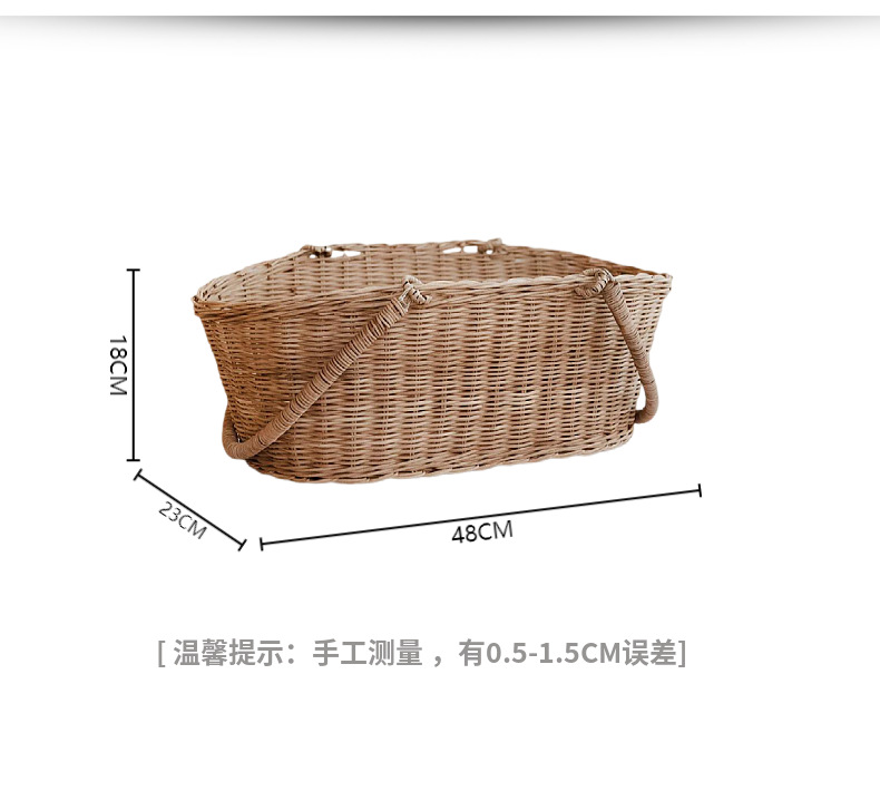 编织手提篮子藤编篮真藤编织藤筐复古田园鲜花手提花篮编织篮菜篮详情9
