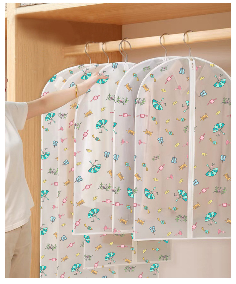 Clothing dust bag, household transparent waterproof overcoat suit cover, pvea fabric washable clothing dust cover pic 13