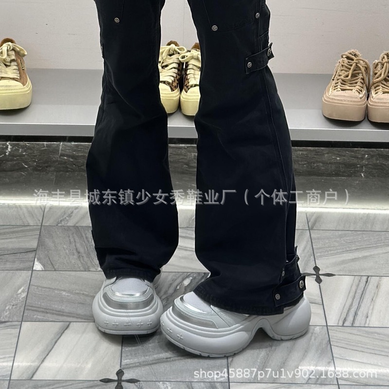高版本2024新款涟漪网面厚底休闲鞋系带运动鞋女鞋十字花老爹鞋女详情6