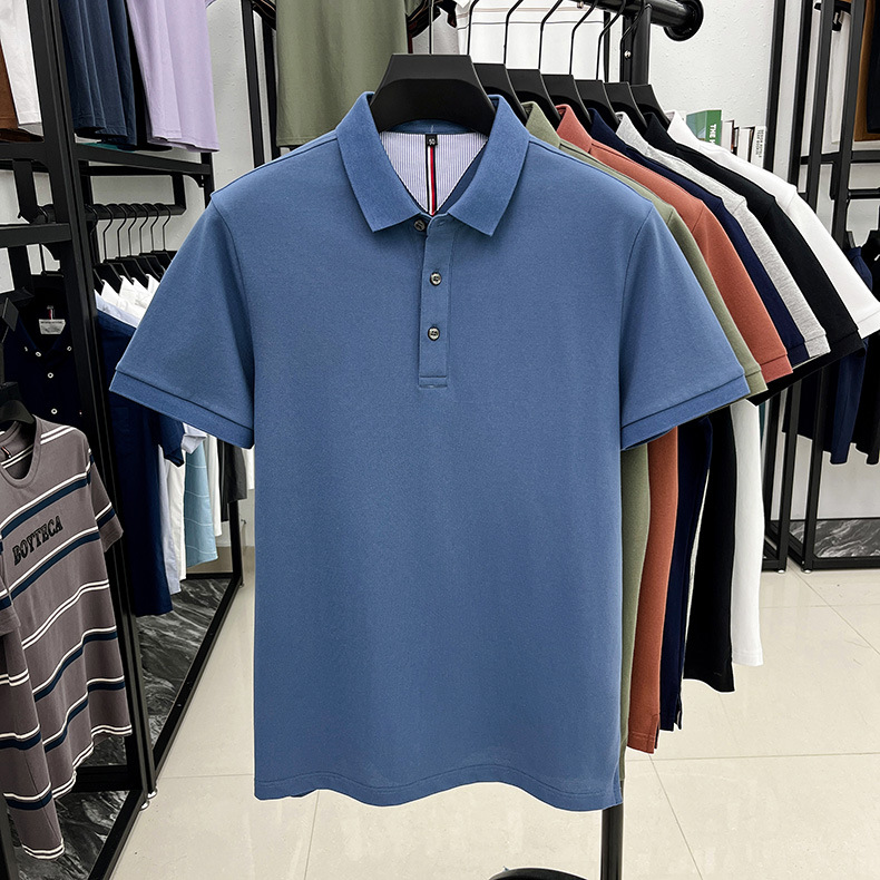 细珠地纯棉polo衫短袖男夏季新款中年纯色商务休闲翻领男士t恤详情19