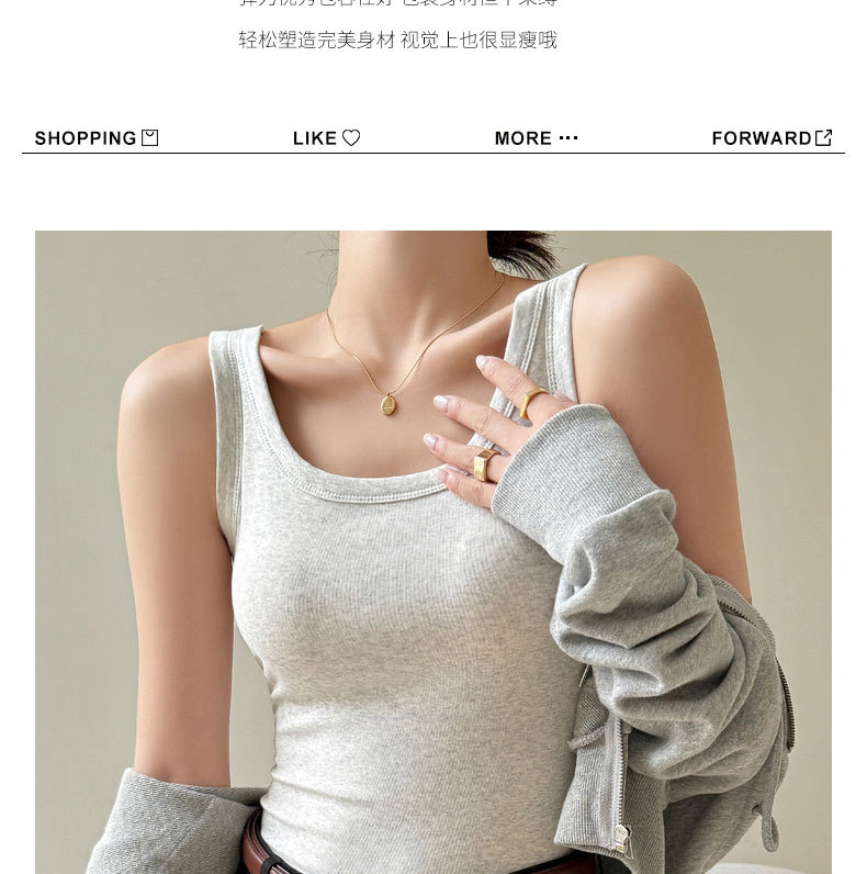 严选纯棉大码吊带背心女春夏季百搭外穿显瘦胖mm内搭打底无袖上衣详情3