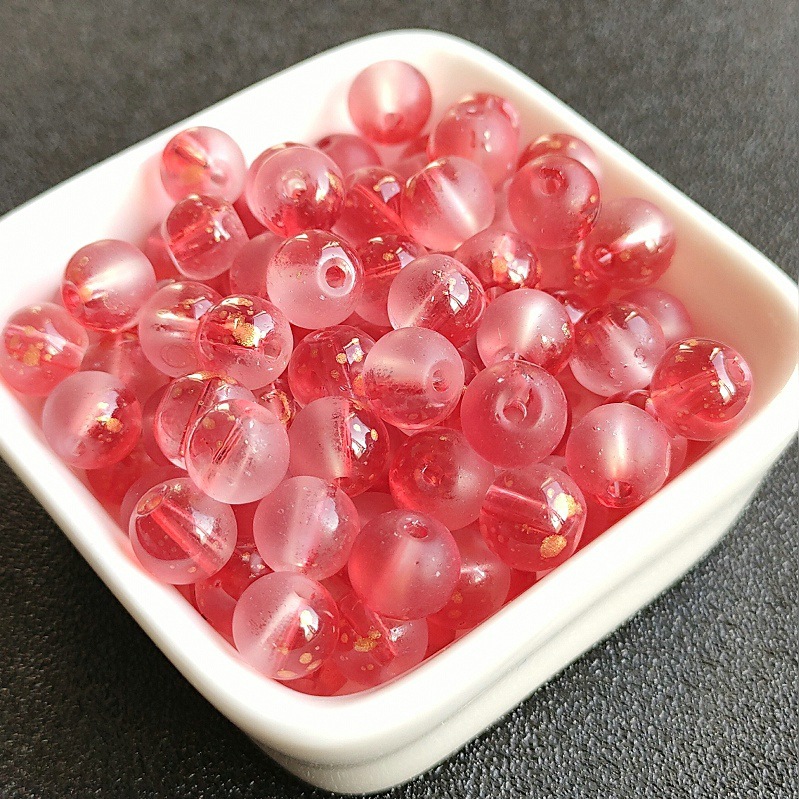 8/10mm直孔洒金磨砂圆珠手工编制手串手链项链琉璃珠子古风配件详情12