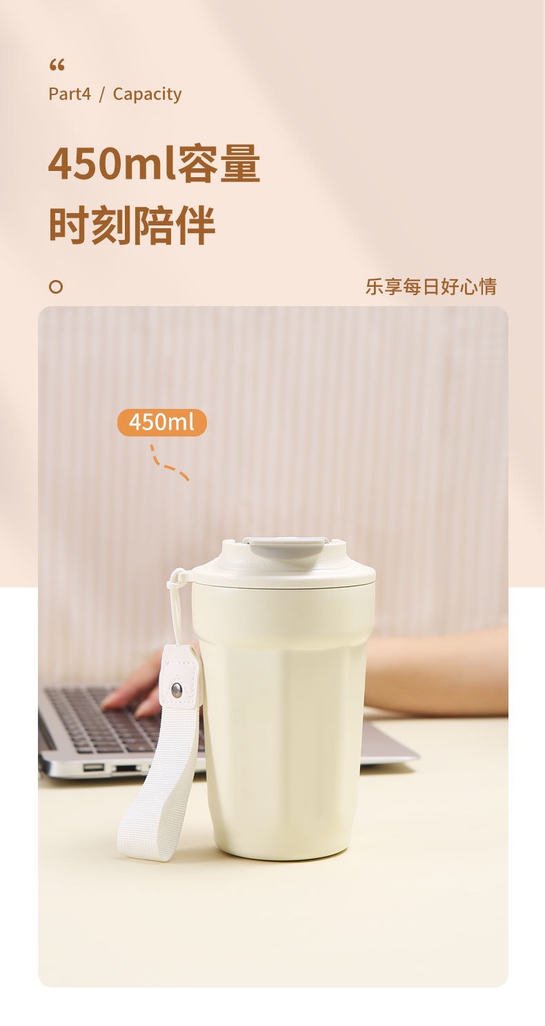 高颜值316不锈钢保温杯八角咖啡杯便携式带提绳随手杯双层可定制详情5