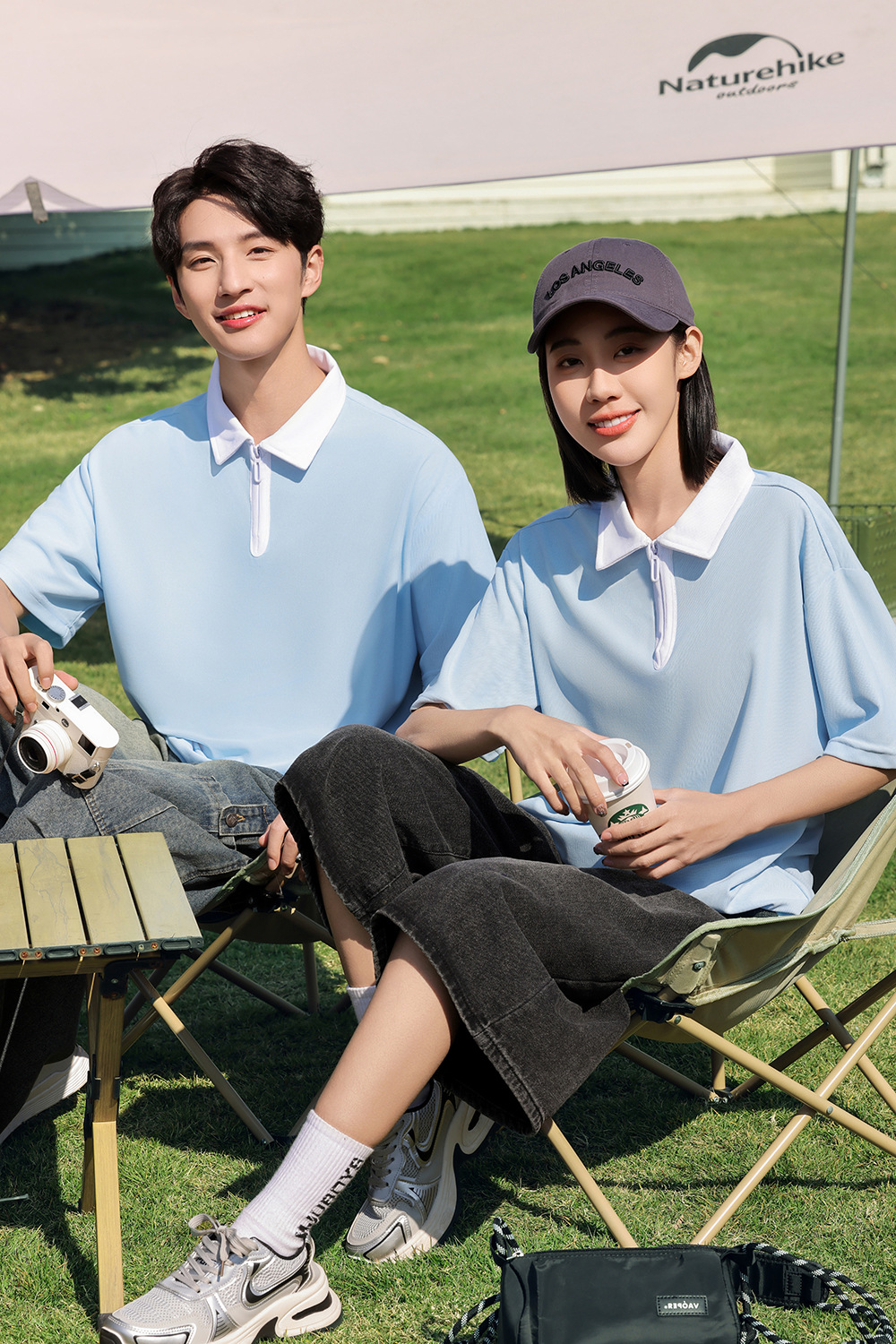 半拉链撞色polo衫工作服定制落肩翻领短袖刺绣学院风个性班服印字详情16