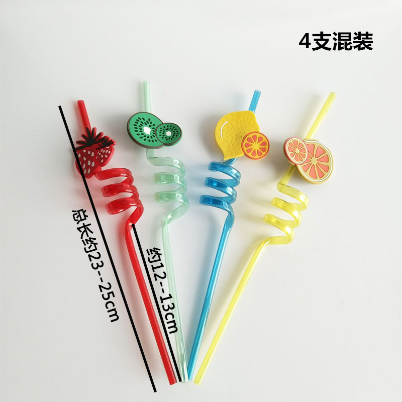 In-stock creative straws, PET spiral-shaped beverage straws, cactus decorative colored artistic plastic straws pic 6