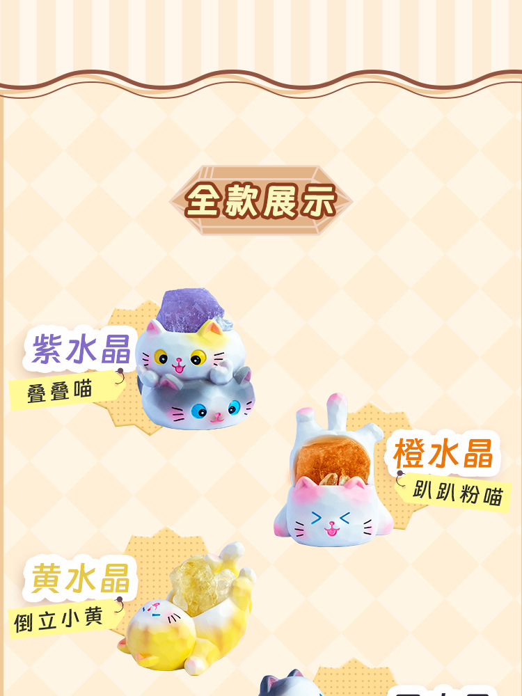 Miao Qu Crystal Blind Box Cartoon Cute and adorable cat desktop display gift, gift resin display blind box wholesale pic 5