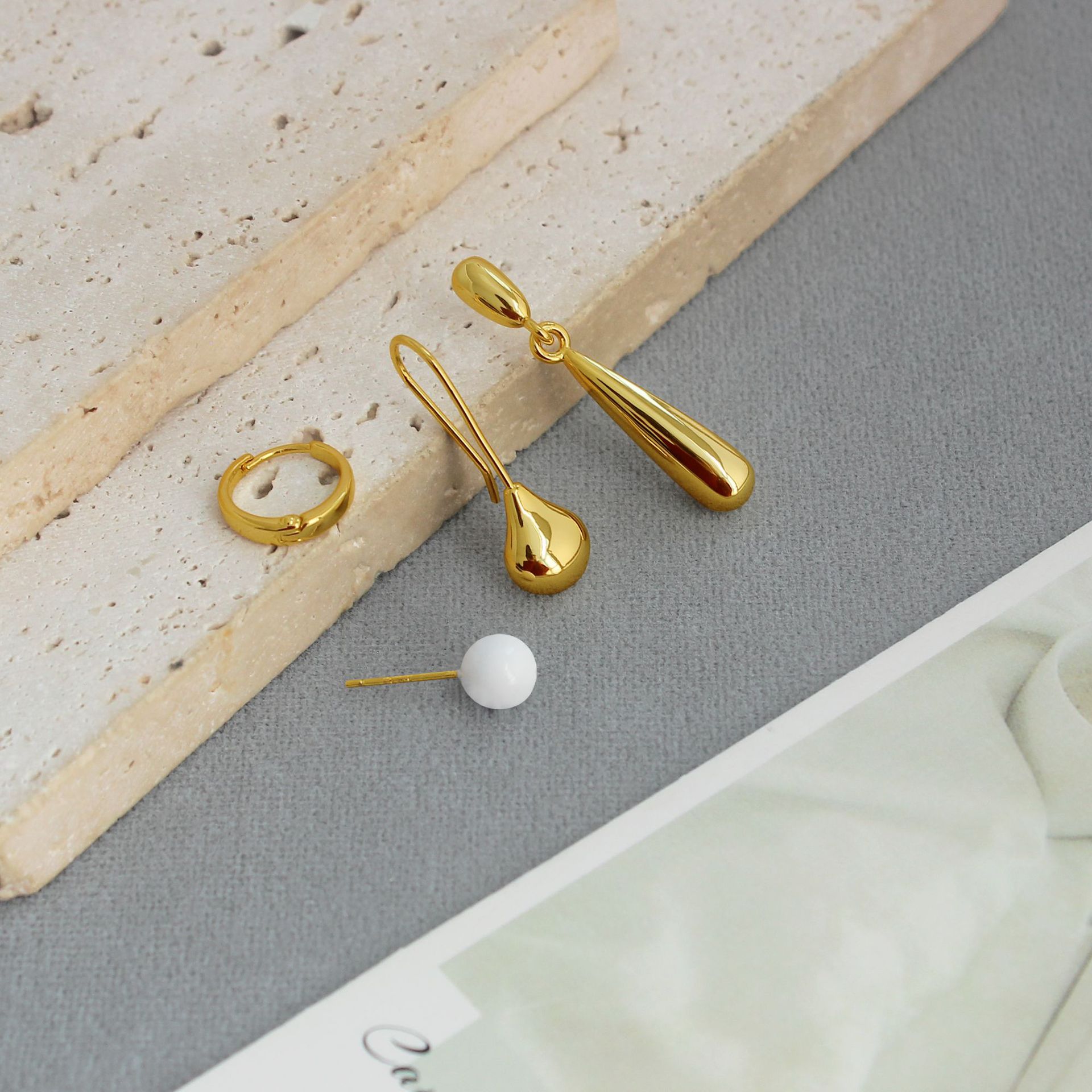 LEM*家春夏水滴耳钉小众设计高级感简约可任意搭配四件套耳环耳钉详情9