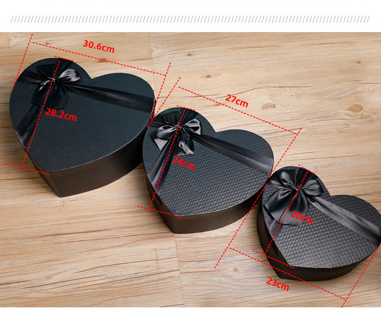 心形黑色套三礼品包装盒情人节巧克力伴手礼创意礼物盒生日口红盒详情3