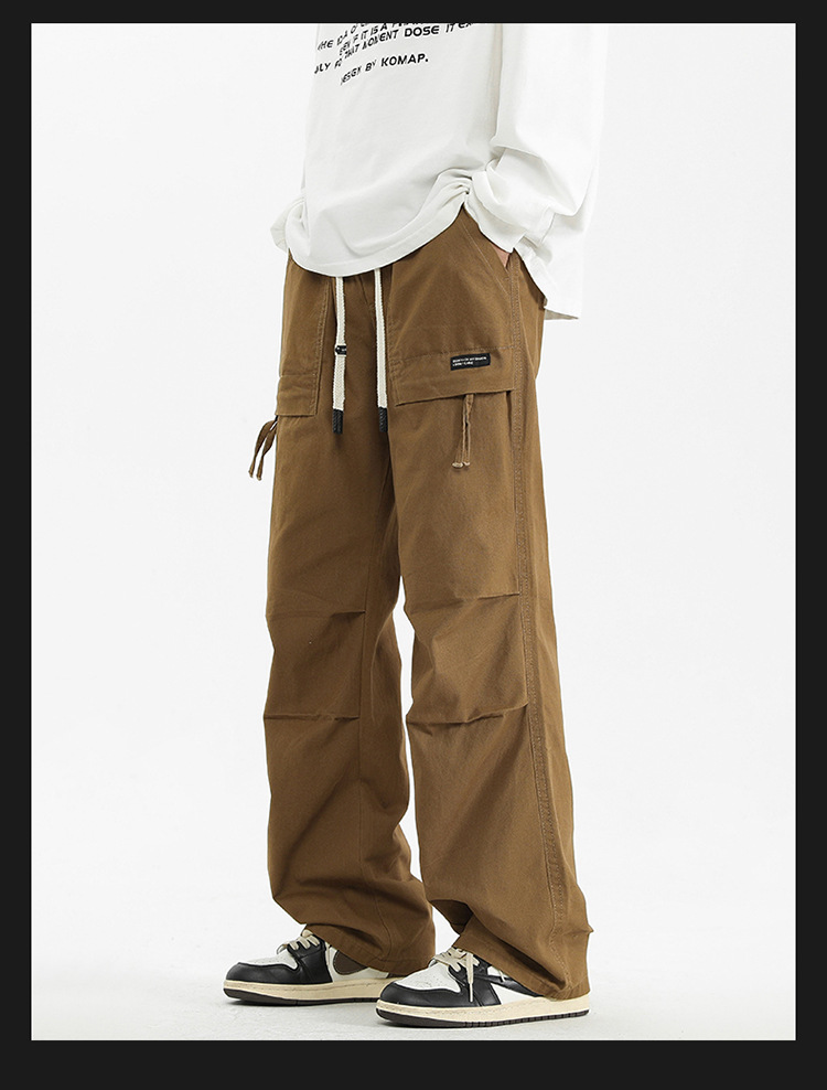 纯棉工装裤子男士2025春季新款宽松直筒美式潮牌阔腿休闲伞兵长裤详情8