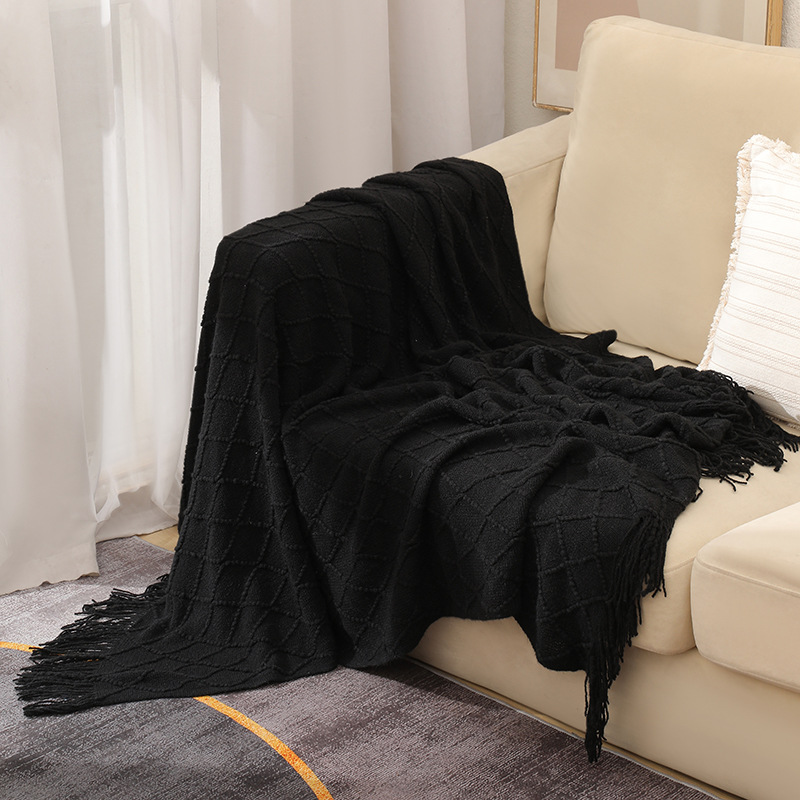 Knitted blanket, sofa blanket, cover blanket, fringed thin blanket, office air conditioning blanket, bay window blanket, summer nap blanket, small blanket pic 58