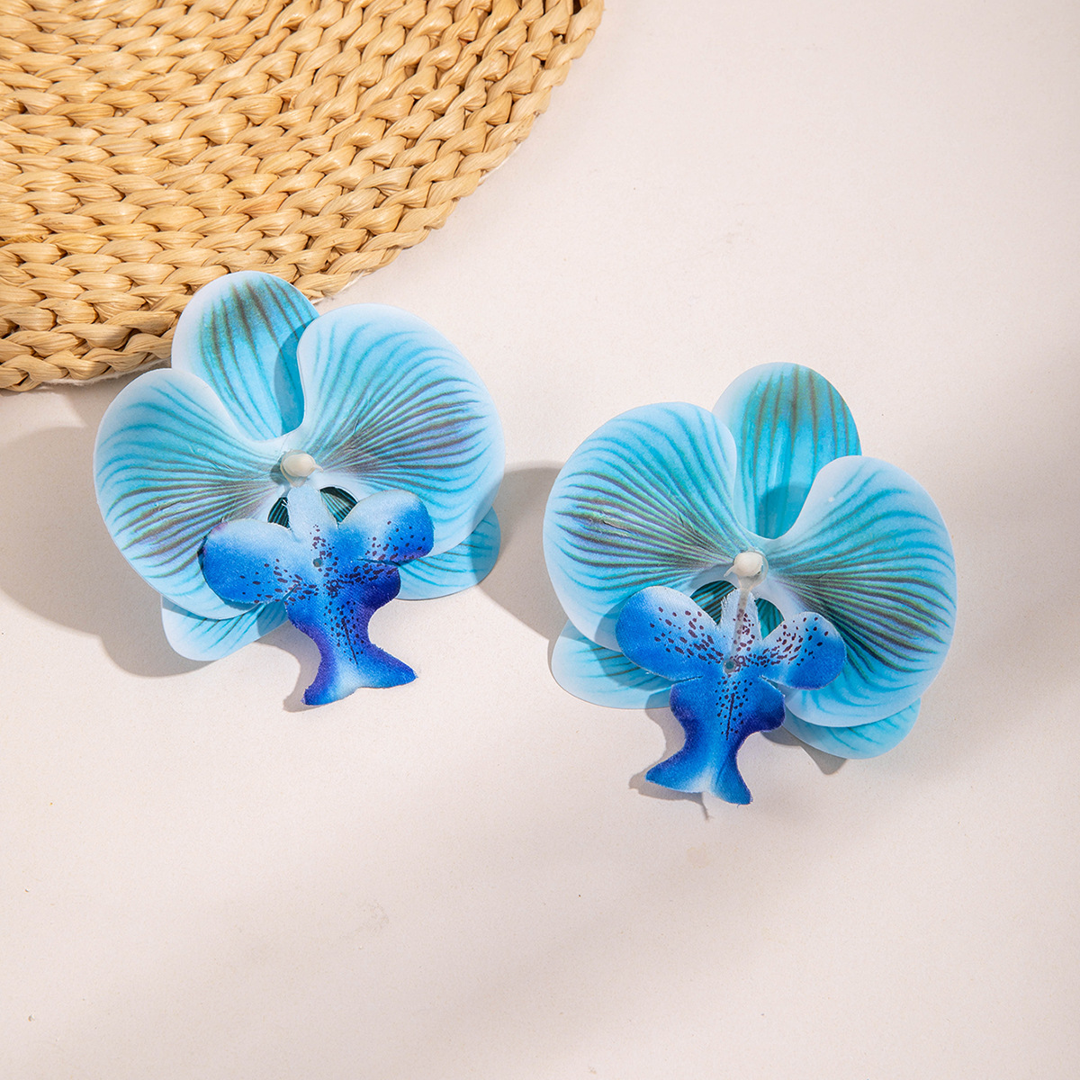 亚马逊跨境立体彩色大 蝴蝶兰花耳环 清新氛围感仿真 花卉耳饰女详情25