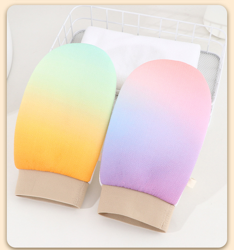 新款彩虹渐变搓澡巾无痛下泥洗澡巾家用搓澡手套高颜值洗澡搓澡巾详情32
