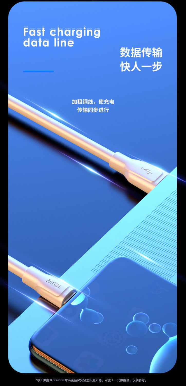 120W神龙数据线加粗OD6.0快充数据线type-c适用于华为苹果充电线详情11