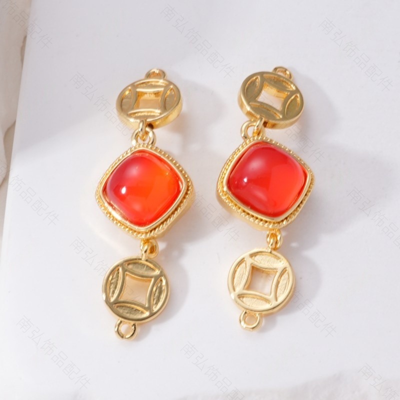 Pearl necklace clasp, copper coin imitation jade inlay clasp, press clasp, connecting clasp, sweater chain diy jewelry accessories pic 9