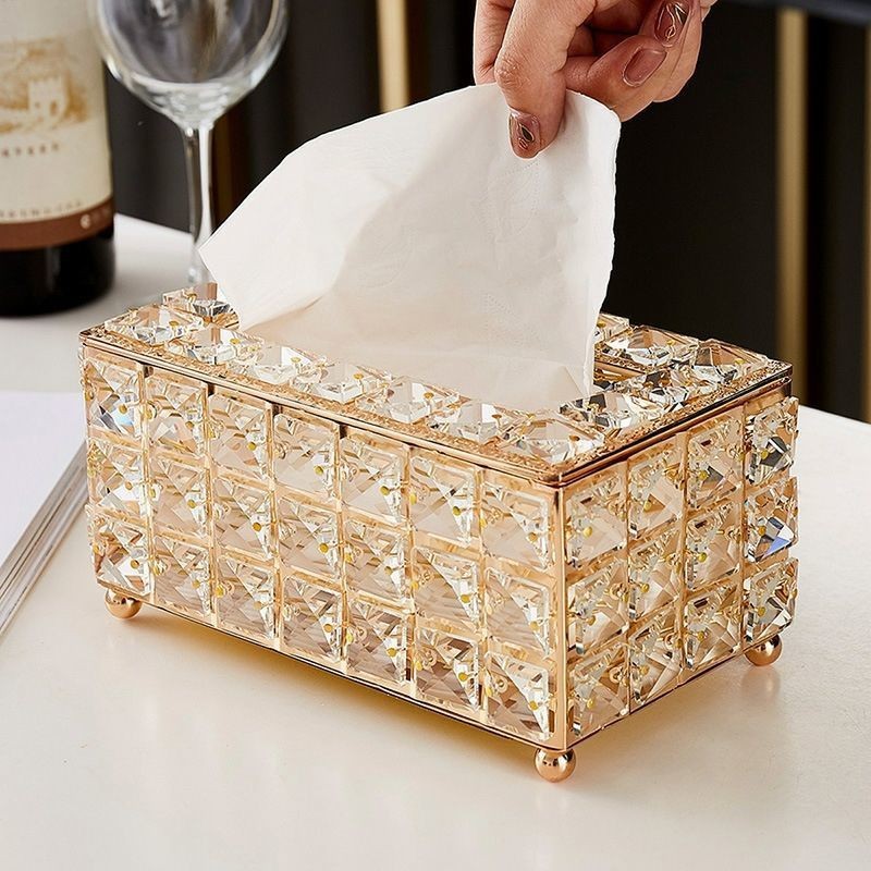 European-style best-selling ins tissue paper, metal tissue box, living room desktop storage box, crystal tissue box, factory direct sales pic 5