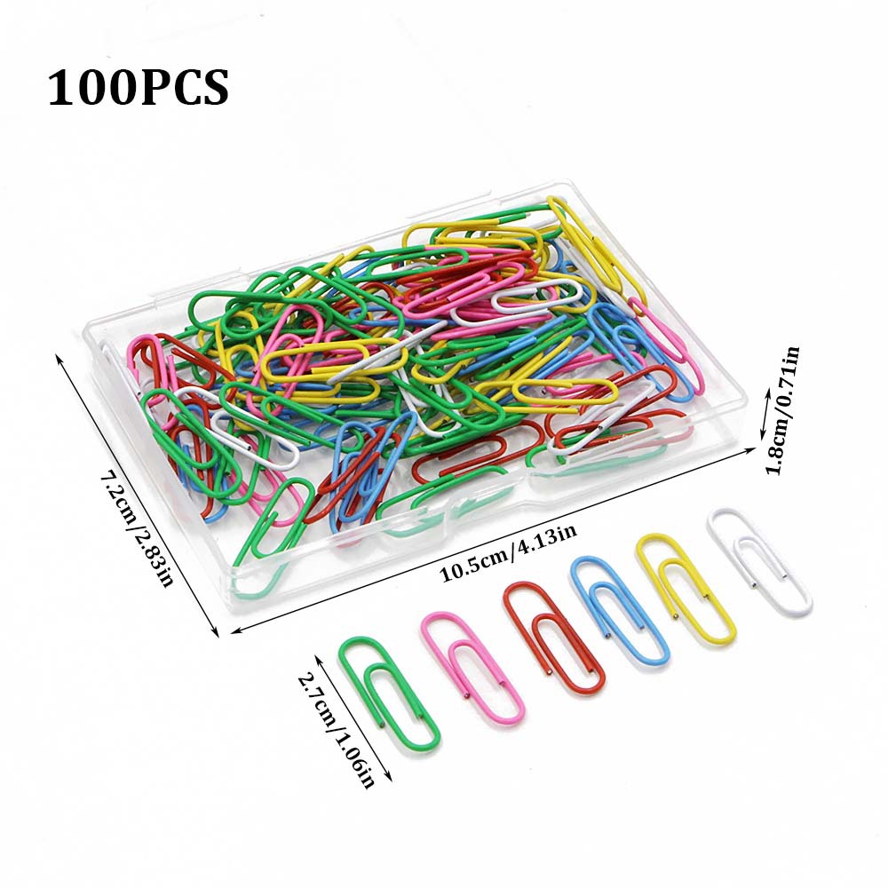 28MM color plastic-coated paper clips, 50/100/200 transparent plastic box paper clips, office desktop storage pic 10