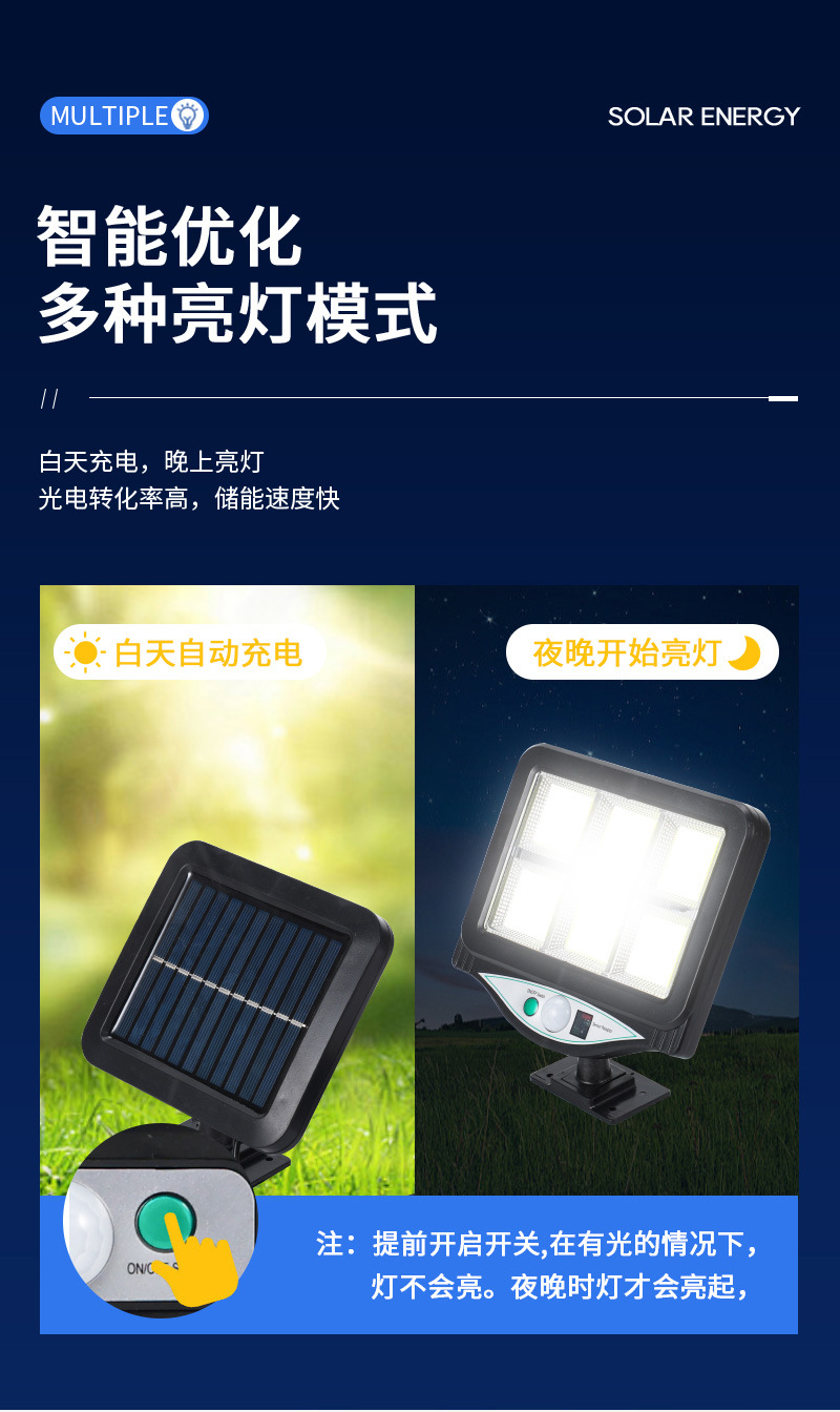 Angled adjustable split-type solar lamp, square solar sensor outdoor courtyard lighting sensor lamp pic 4