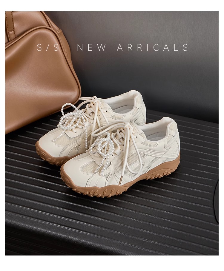 6CM内增高德训鞋女蕾丝珍珠夏新款银色厚底网面休闲运动鞋阿甘鞋详情15