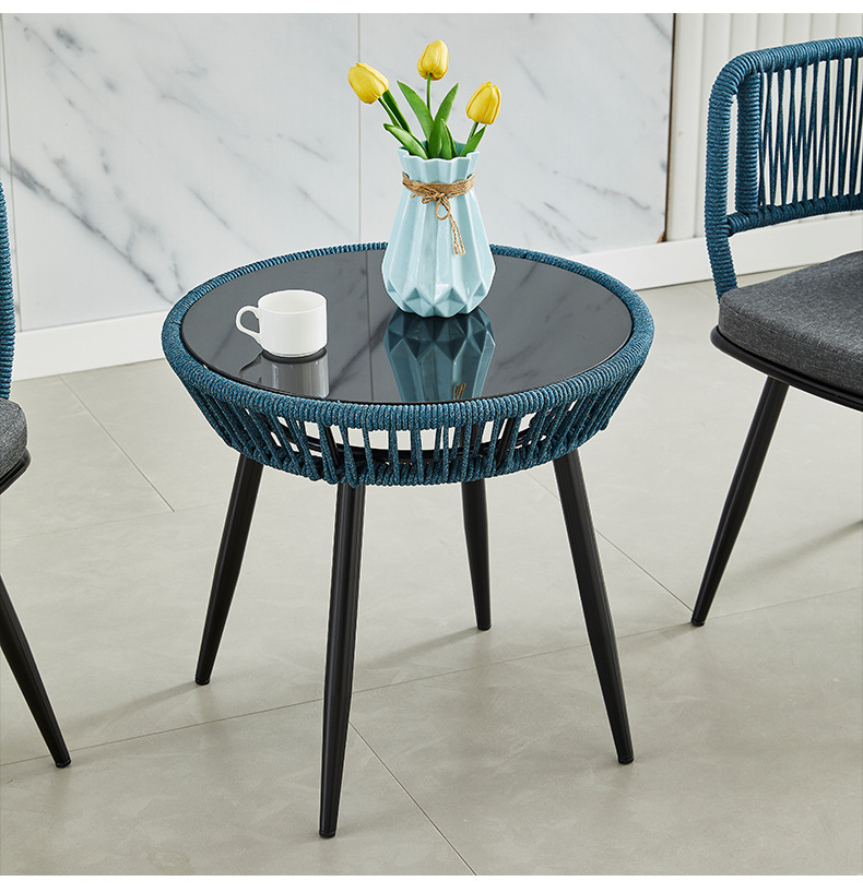 Outdoor balcony leisure sun protection rattan chair courtyard Outdoor hotel terrace collision salad rope dining chair homestay courtyard rattan chair garden table pic 14
