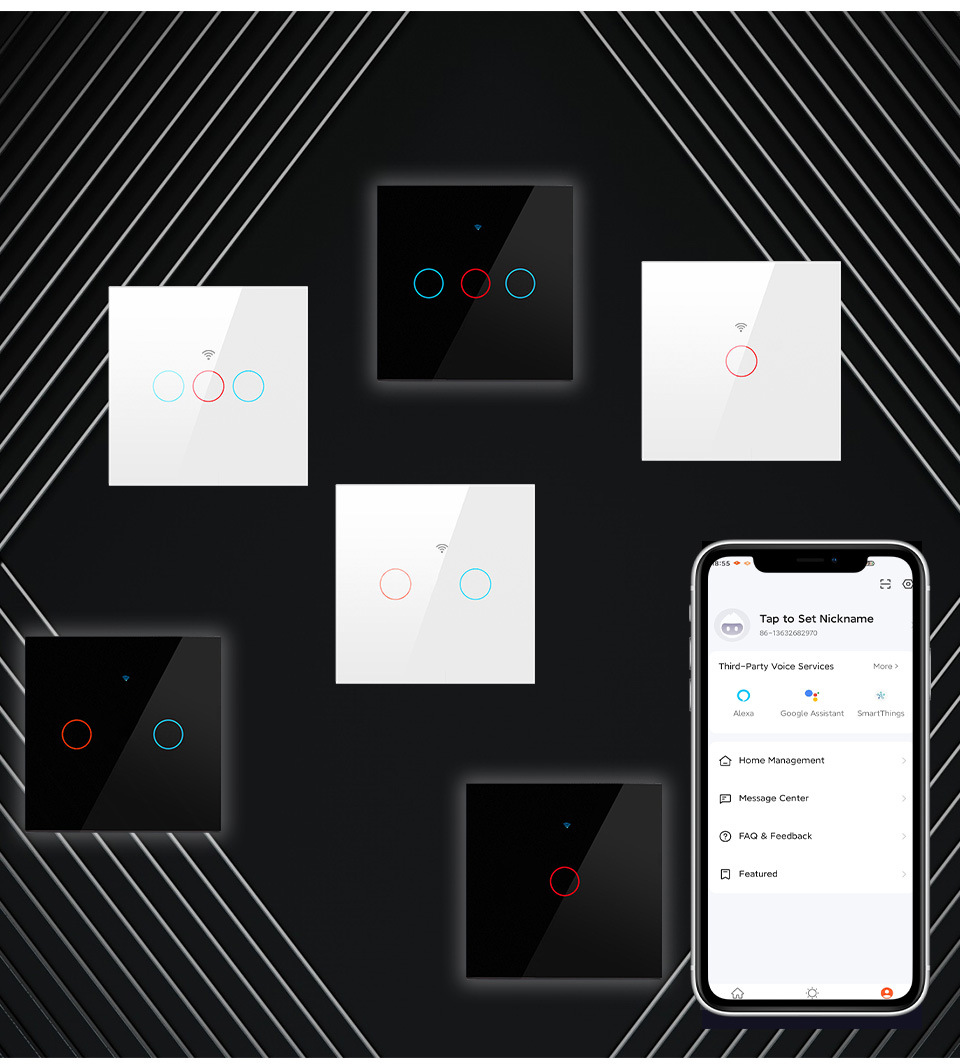 Tuya WiFi+ Bluetooth +RF smart touch switch, single-fire and zero-fire universal European and British standard switch pic 9