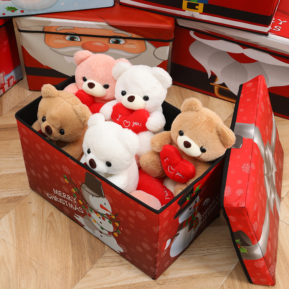 Christmas large-capacity storage box, foldable seating storage stool with lid, can hold cotton quilt storage box wholesale pic 12