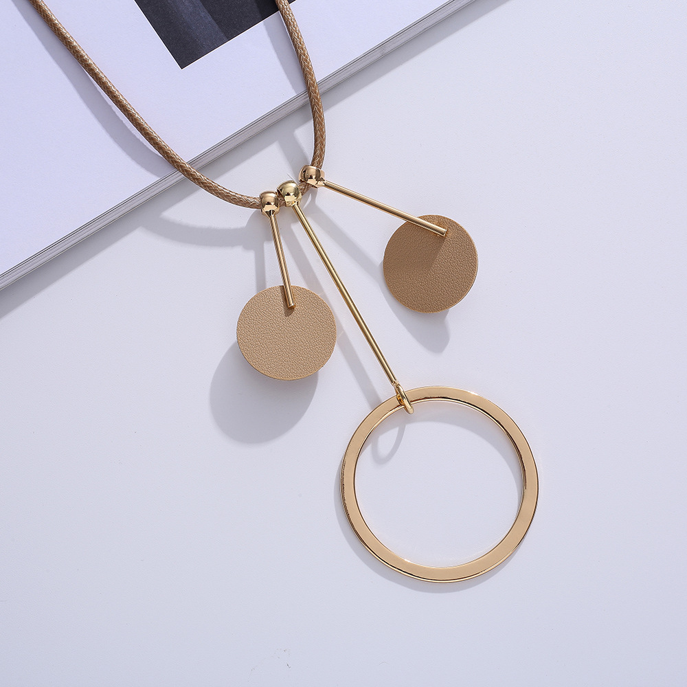 跨境饰品亚马逊爆款项链欧美简约皮革高级时尚长款秋冬女士毛衣链详情10