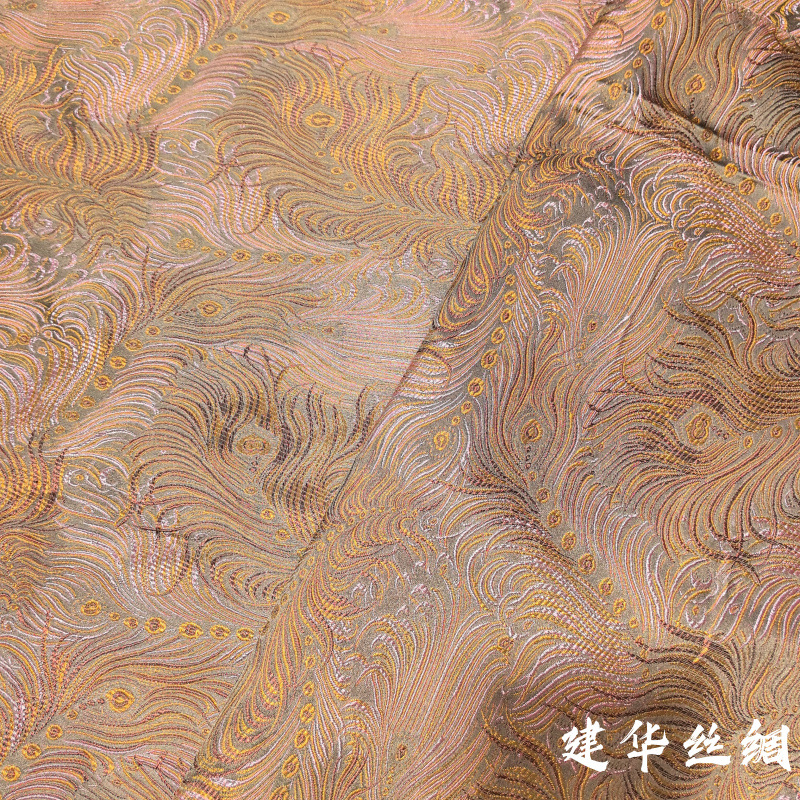 乱凤尾提花织锦缎面料服装茶杯垫手工包布料汉服唐装古风服装绸缎详情6