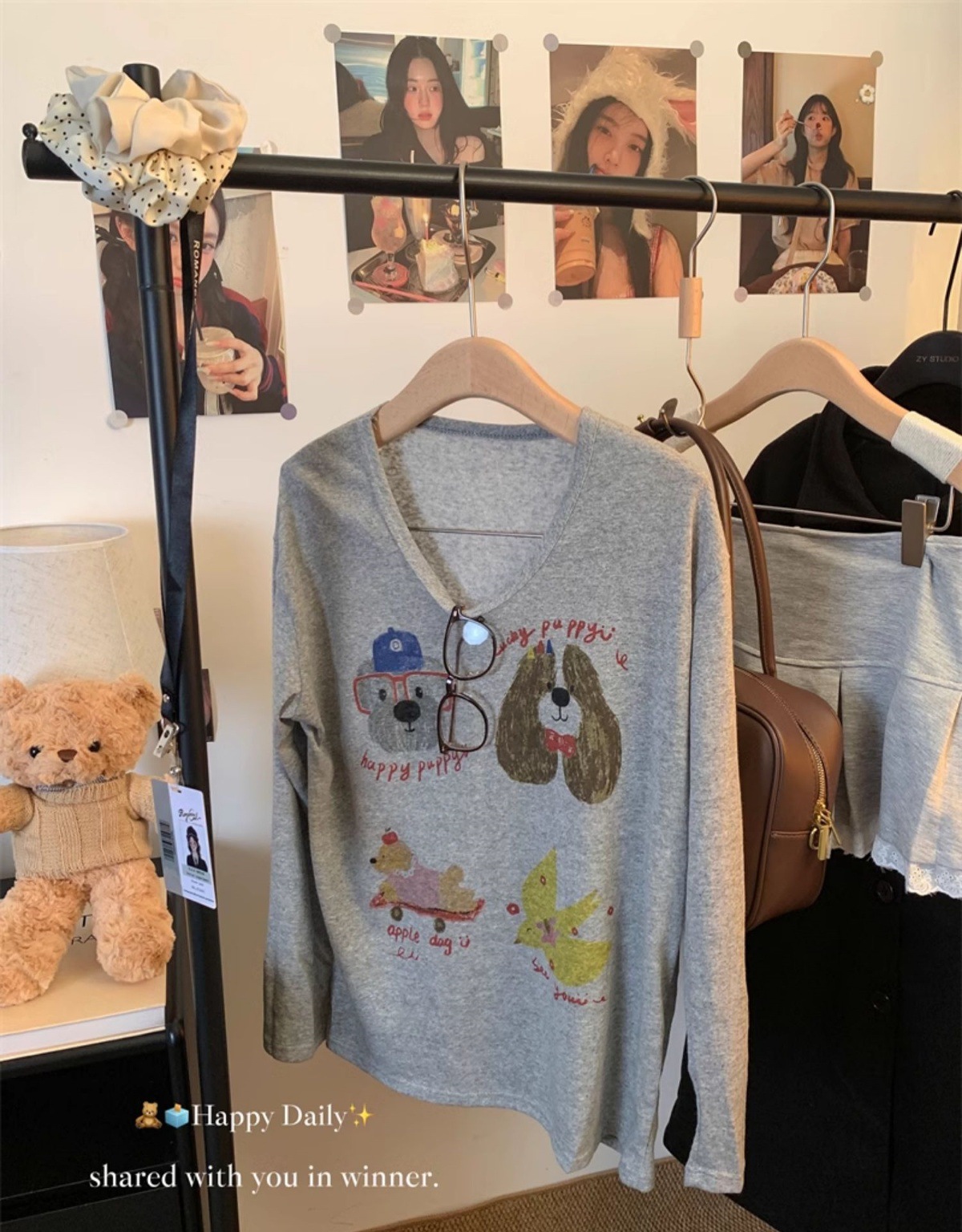 Loose-fitting, wide-necked, thin, sun-protective smock for women, summer, youthful cartoon printed long-sleeved T-shirt, U-neck top pic 26