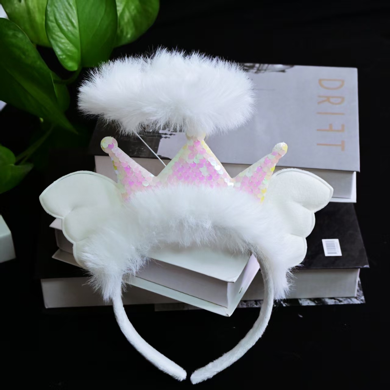 New trendy fairy cute glowing angel sequin headband headwear, girls take photos glowing event party pic 4