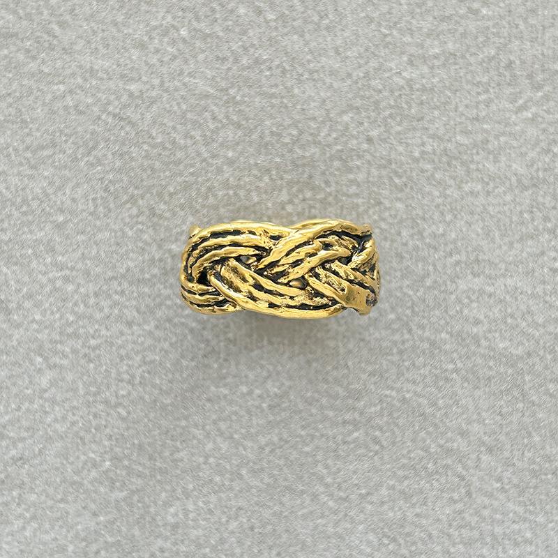 法国小众设计AB同款时尚百搭个性复古感麦穗编织戒指轻奢做旧指环详情13