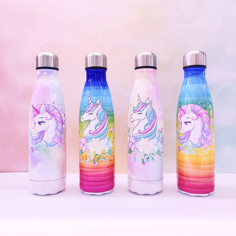 厂家直销跨境304不锈钢保温杯 双层真空直筒可乐瓶造型独角兽水杯详情4