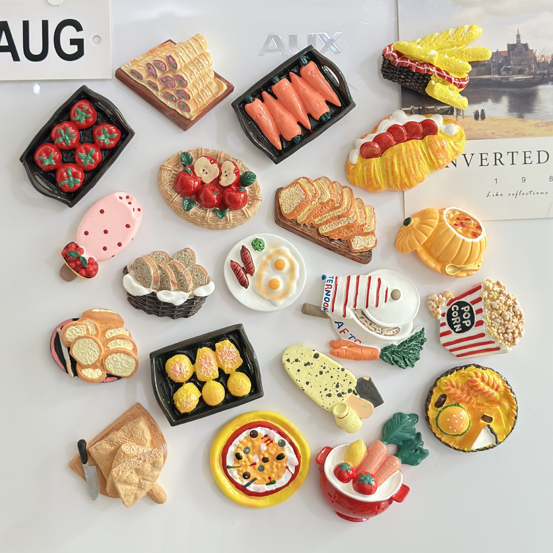 Ins-style cute food toys: carrot bread slices, pumpkin soup, fridge magnets, magnetic stickers, creative 3D personalized food toys pic 1