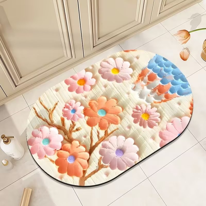膨胀风3D油画浴室垫家用卫生间进门吸水地垫防滑硅藻泥地垫厕所垫详情21