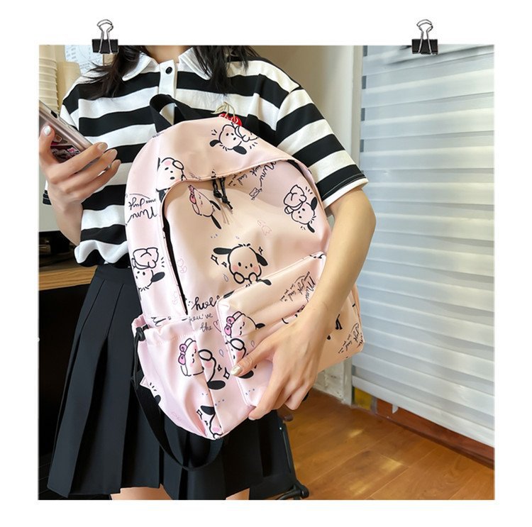 双肩包女时尚简约印花初高中大学生书包韩版潮流涂鸦休闲双肩背包详情17