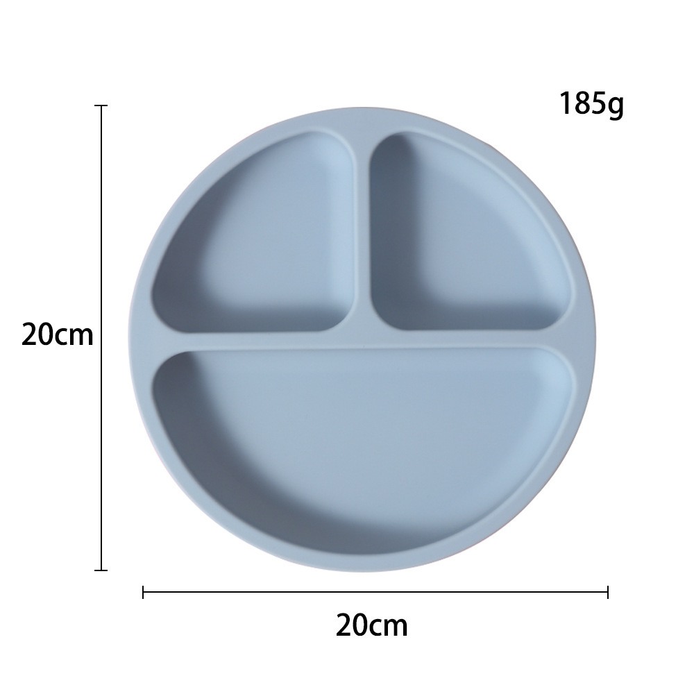 婴儿硅胶餐盘圆形笑脸硅胶餐具宝宝辅食吃饭分格餐盘儿童硅胶餐盘详情3