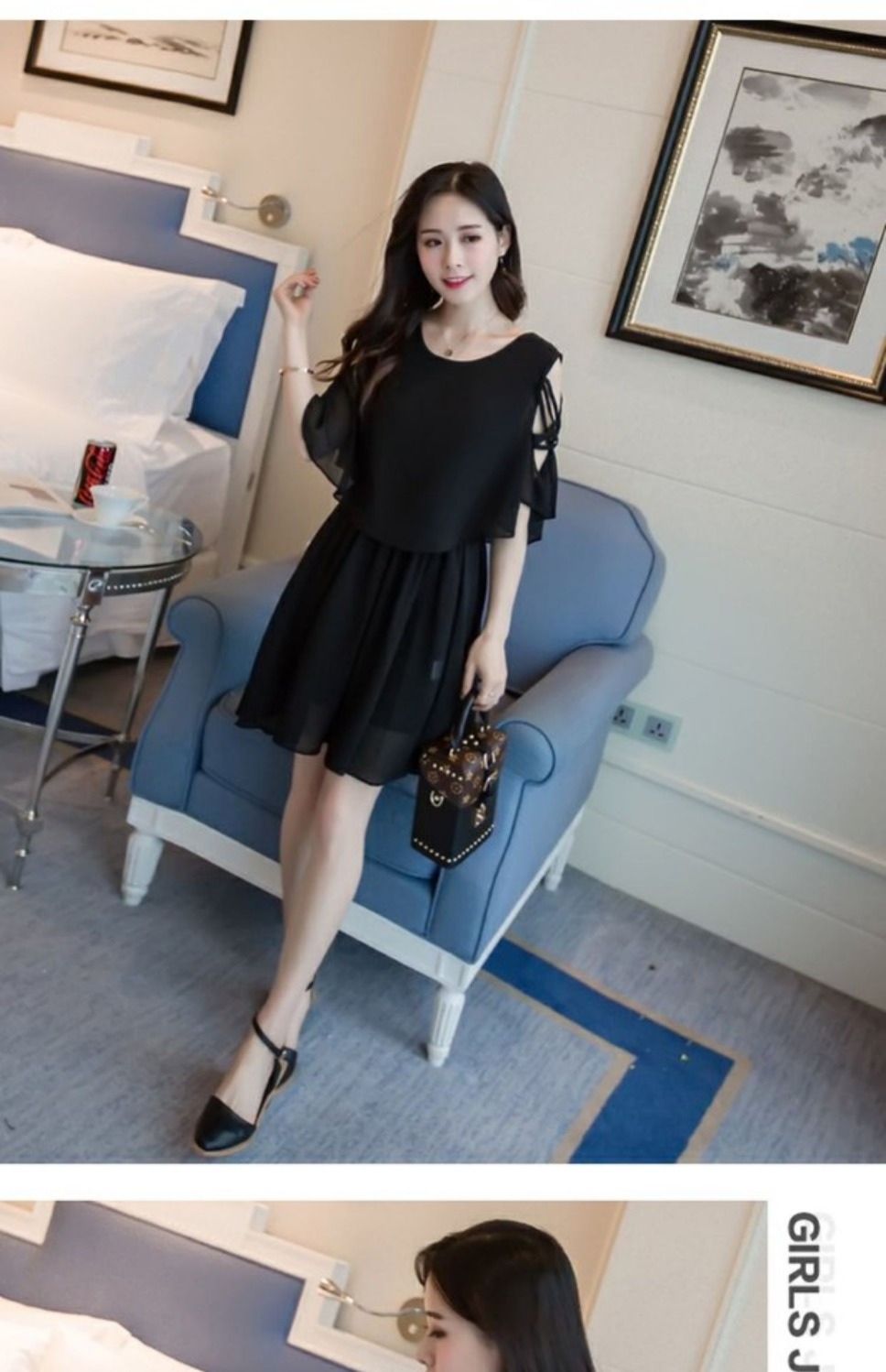 Verano 2024 gasa recostada vestido delgado vestido de mujer talla grande hermana gorda chic chic reducción de edad versátil falda pic 13