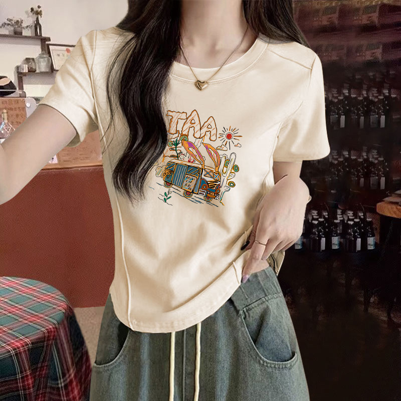 韩版大码短袖修身T恤女夏季新款显瘦鱼骨短款设计感小众正肩上衣详情4