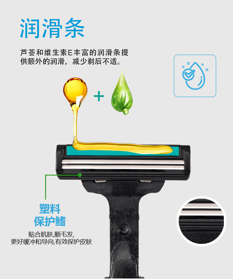 Manual razor Pearl Max Double-layer blade lubrication strip full-body shaving and hair removal knife Disposable shaving knife pic 8