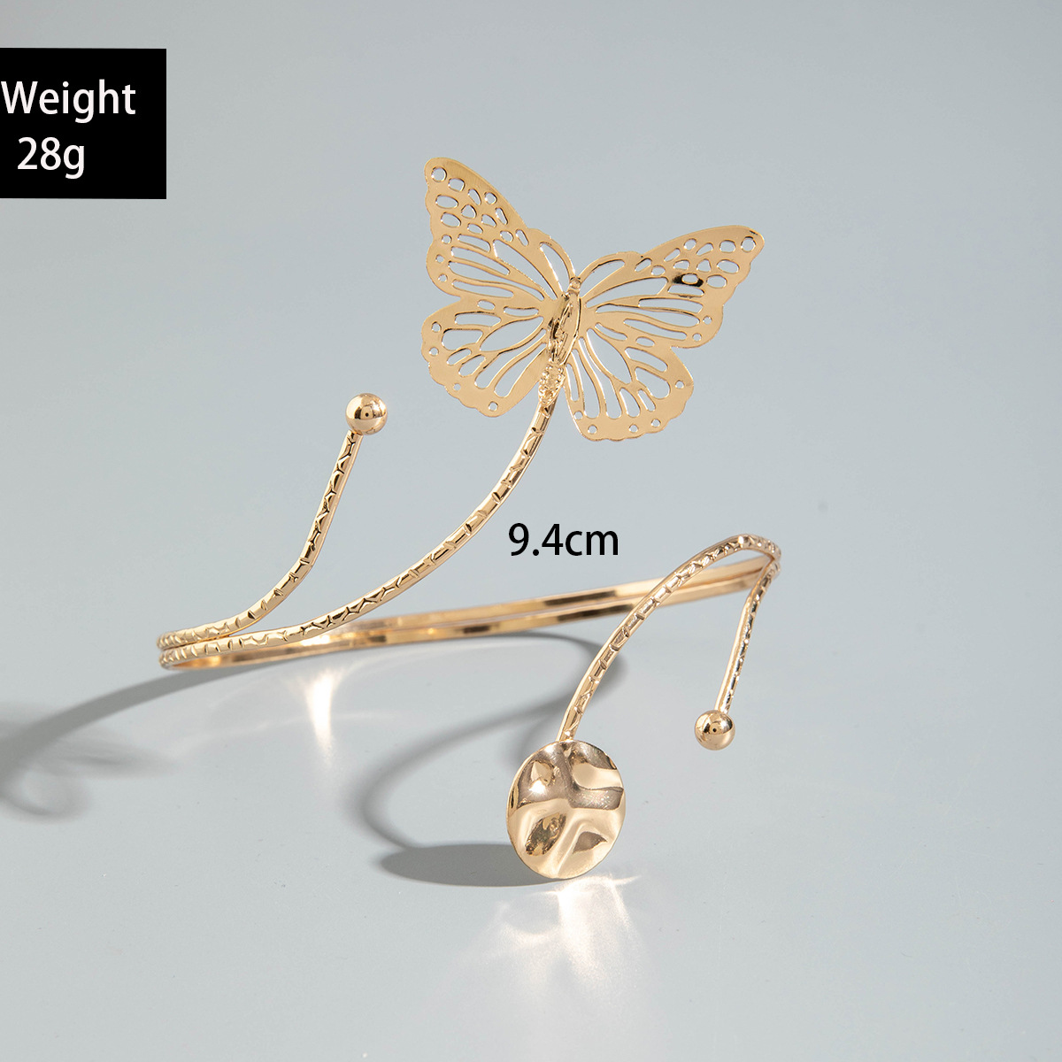 亚马逊跨境个性冷淡风海星手臂镯线条计感蝴蝶环形开口臂镯女详情16