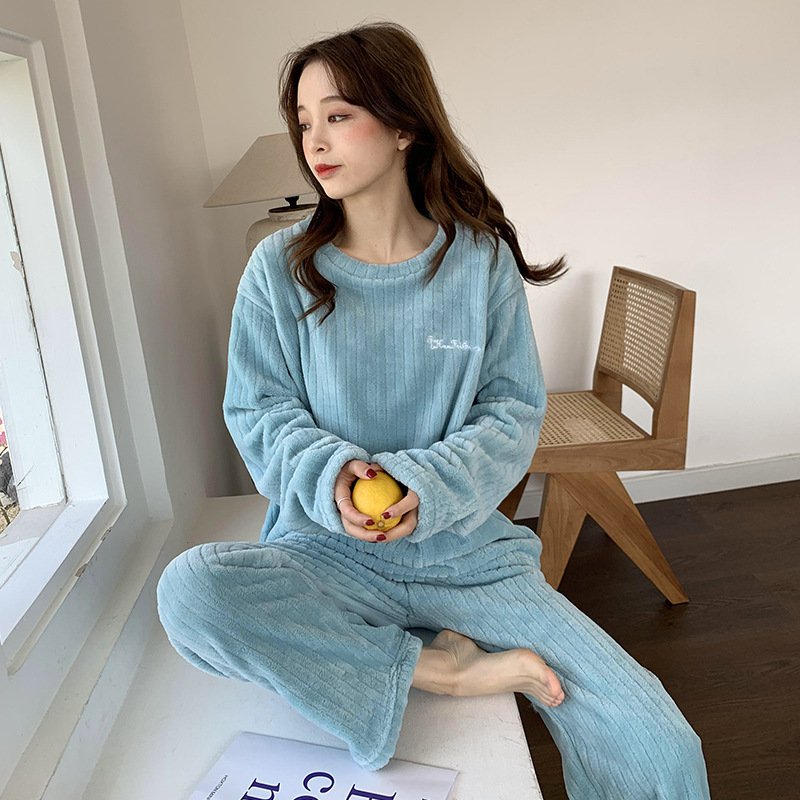 珊瑚绒睡衣女士2024年新款春秋冬季加厚大码冬天法兰绒加绒家居服详情7